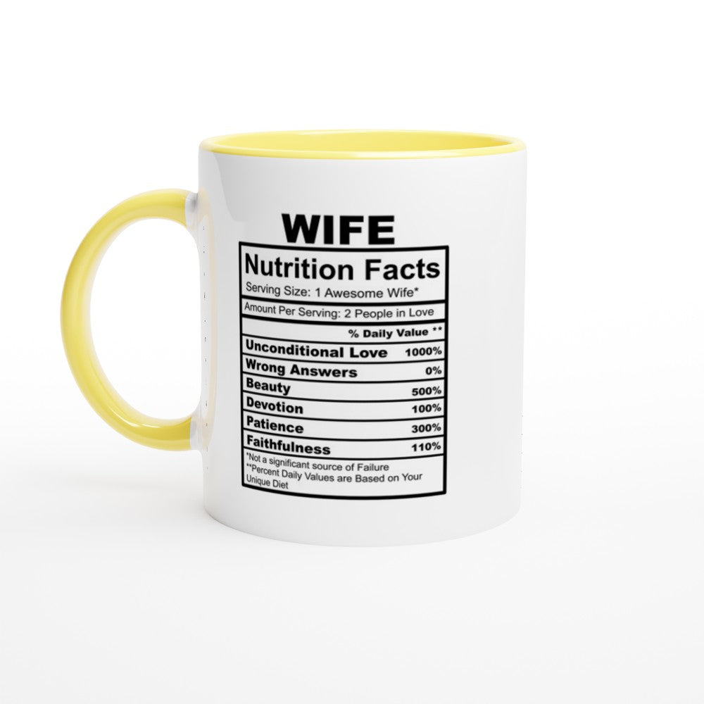 Wife Nutrition Facts White 11oz Ceramic Mug with Color Inside