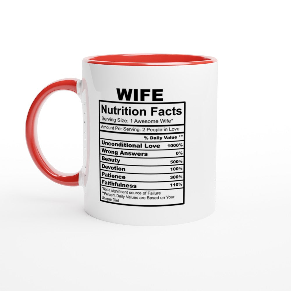 Wife Nutrition Facts White 11oz Ceramic Mug with Color Inside