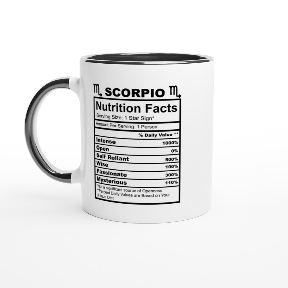 Scorpio Nutrition Facts White 11oz Ceramic Mug with Color Inside