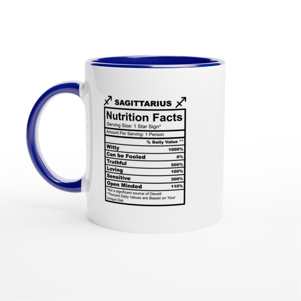 Sagittarius Nutrition Facts White 11oz Ceramic Mug with Color Inside