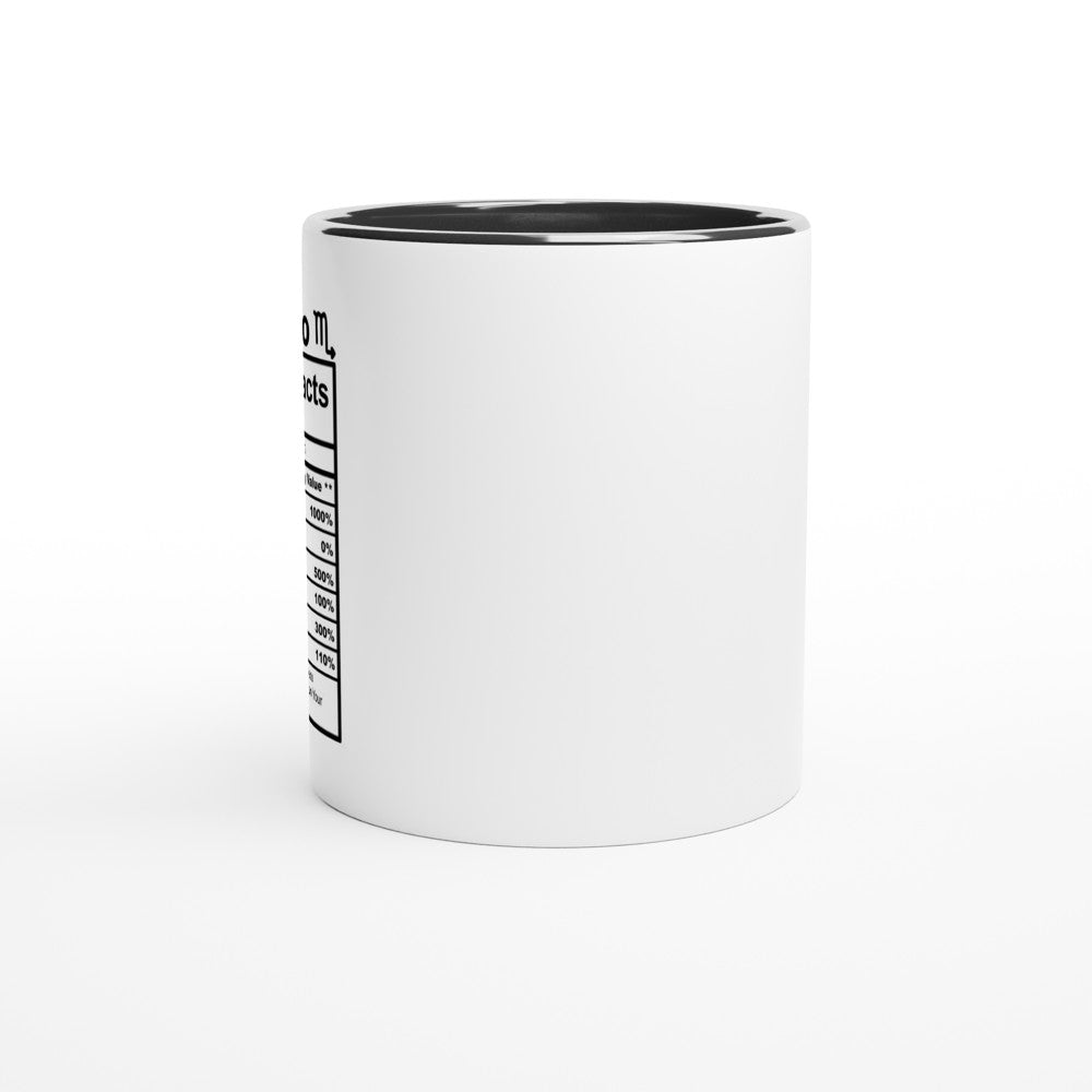 Scorpio Nutrition Facts White 11oz Ceramic Mug with Color Inside