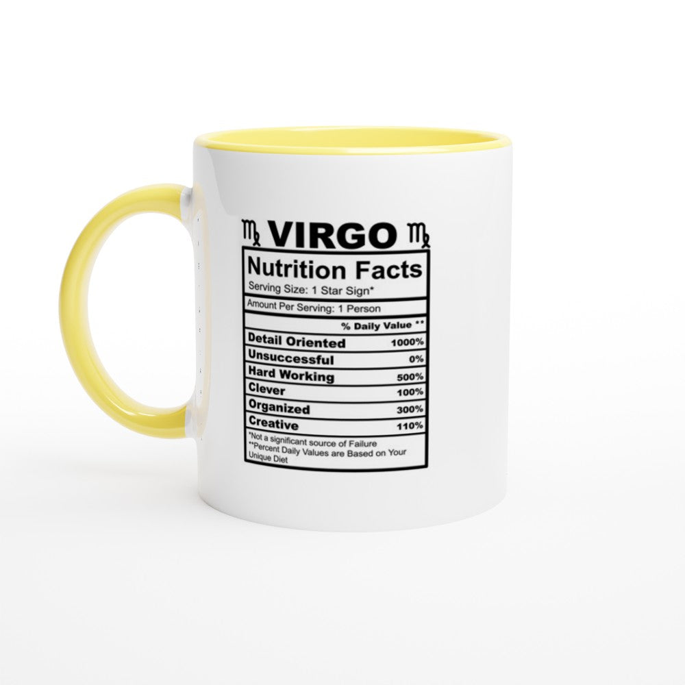 Virgo Nutrition Facts White 11oz Ceramic Mug with Color Inside