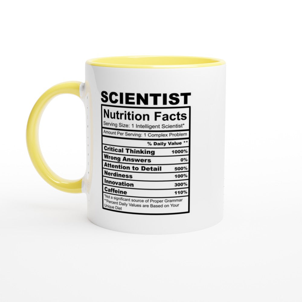 Scientist Nutrition Facts White 11oz Ceramic Mug with Color Inside
