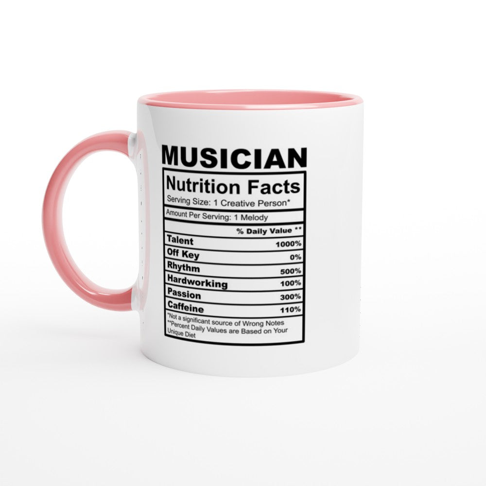 Musician Nutrition Facts White 11oz Ceramic Mug with Color Inside