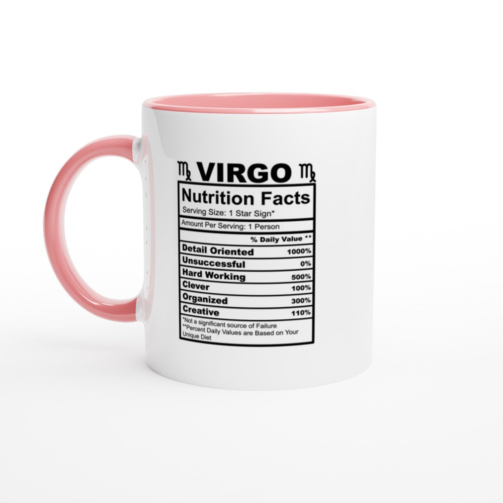 Virgo Nutrition Facts White 11oz Ceramic Mug with Color Inside