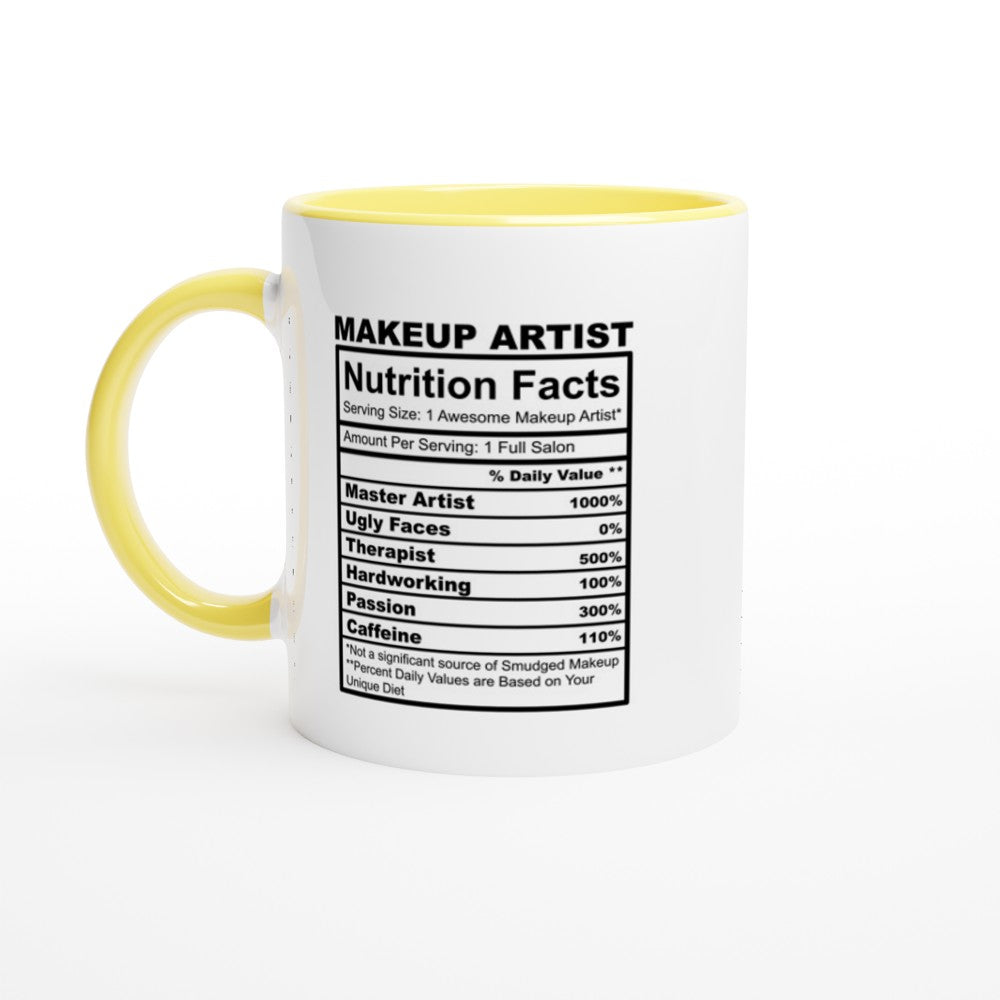 Makeup Artist Nutrition Notes White 11oz Ceramic Mug with Color Inside