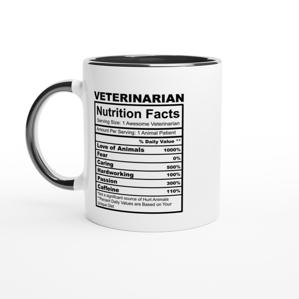 Veterinarian Nutrition Facts White 11oz Ceramic Mug with Color Inside