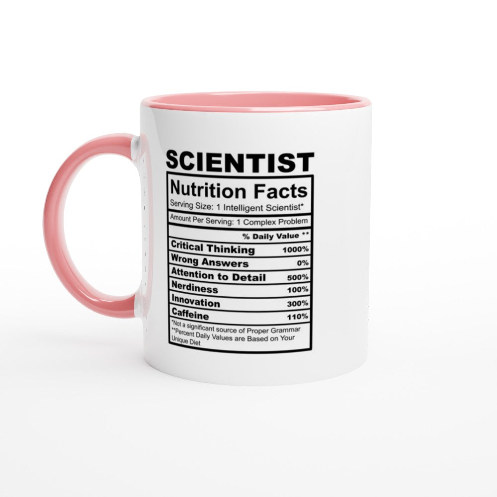 Scientist Nutrition Facts White 11oz Ceramic Mug with Color Inside