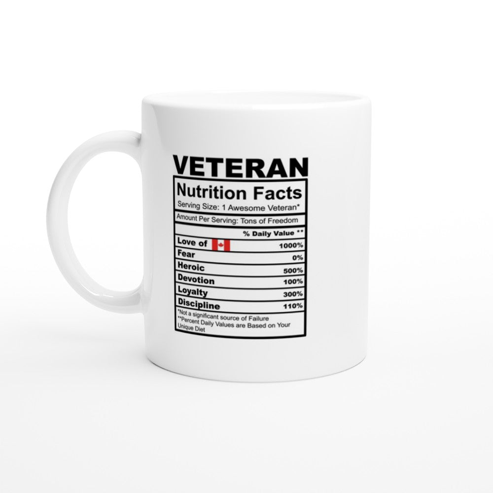 Veteran Canada Nutrition Facts White 11oz Ceramic Mug