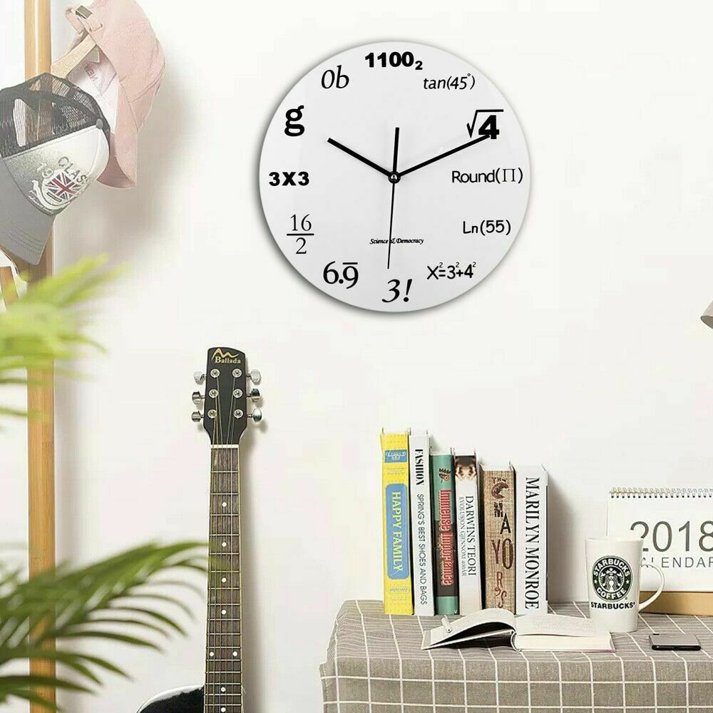 Wall Clock Acrylic Math Equations Modern Design Novelty Home Decor Watch 30x30cm