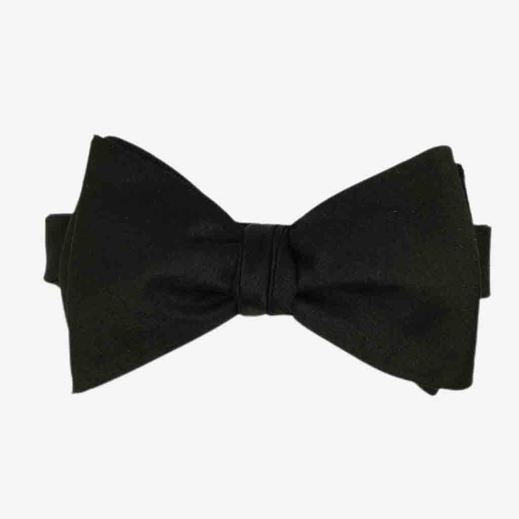 Solid Black Silk Bow Tie (self-tie)
