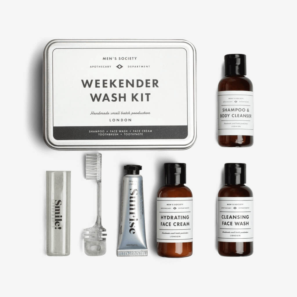 For the man on the go, this must go with him.  True explorers pack light.  This kit is the perfect size for tucking in his bag while he explores the world - or just visits a friend for the weekend. The products in this kit comply with current hand-luggage regulations on aircraft.  Suitable for: Weekend explorers. Carry-on luggage. Being prepared.